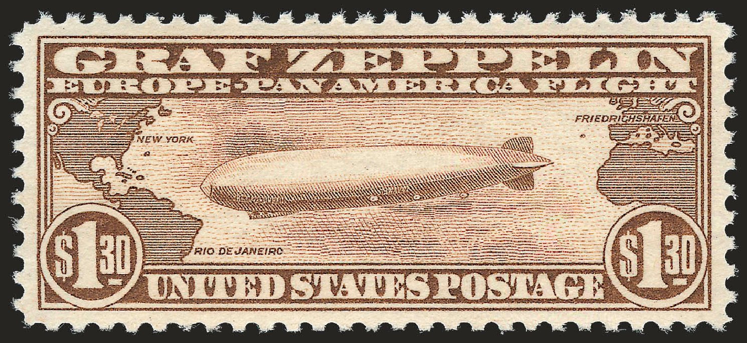 US Stamps Value Scott Catalog #C14: US$1.30 1930 Air Graf Zeppelin. Robert Siegel Auction Galleries, Dec 2008, Sale 967, Lot 5052