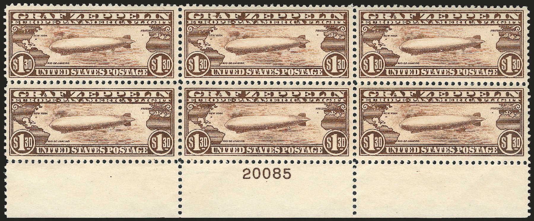Value of US Stamp Scott Cat. C14: 1930 US$1.30 Air Graf Zeppelin. Robert Siegel Auction Galleries, Apr 2009, Sale 971, Lot 1932