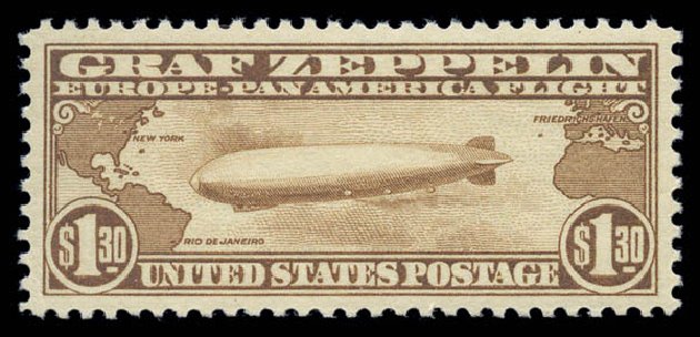 US Stamp Value Scott Catalogue #C14 - 1930 US$1.30 Air Graf Zeppelin. Matthew Bennett International, Sep 2010, Sale 331, Lot 873