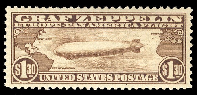 Costs of US Stamp Scott Cat. #C14 - 1930 US$1.30 Air Graf Zeppelin. Cherrystone Auctions, Feb 2011, Sale 201102, Lot 123