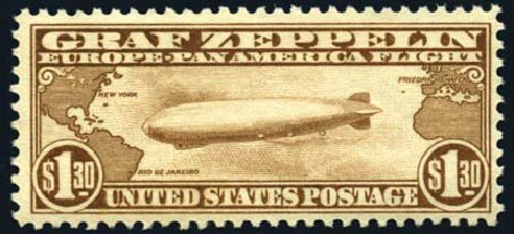 Cost of US Stamps Scott Catalog # C14 - 1930 US$1.30 Air Graf Zeppelin. Harmer-Schau Auction Galleries, Oct 2008, Sale 79, Lot 273