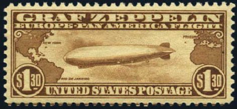 US Stamp Prices Scott C14 - 1930 US$1.30 Air Graf Zeppelin. Harmer-Schau Auction Galleries, May 2012, Sale 93, Lot 453