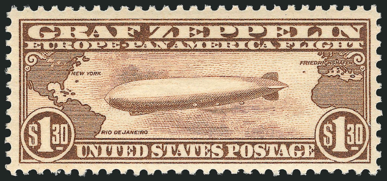 US Stamps Prices Scott Cat. C14: US$1.30 1930 Air Graf Zeppelin. Robert Siegel Auction Galleries, Dec 2008, Sale 967, Lot 5053