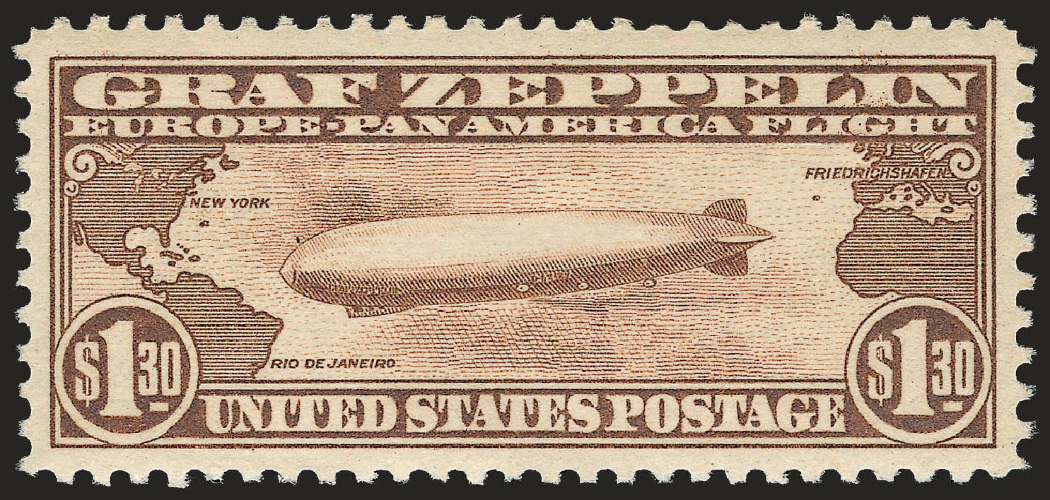 Prices of US Stamps Scott Catalogue C14 - 1930 US$1.30 Air Graf Zeppelin. Robert Siegel Auction Galleries, Sep 2009, Sale 968B, Lot 763