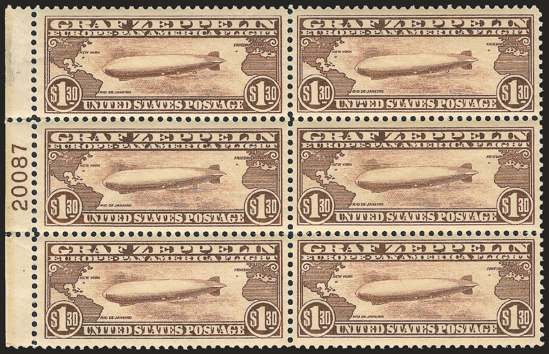 Cost of US Stamp Scott # C14 - 1930 US$1.30 Air Graf Zeppelin. Robert Siegel Auction Galleries, Apr 2009, Sale 971, Lot 1943
