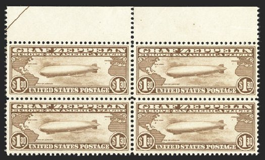 US Stamps Values Scott #C14: 1930 US$1.30 Air Graf Zeppelin. Spink Shreves Galleries, Nov 2012, Sale 141, Lot 203
