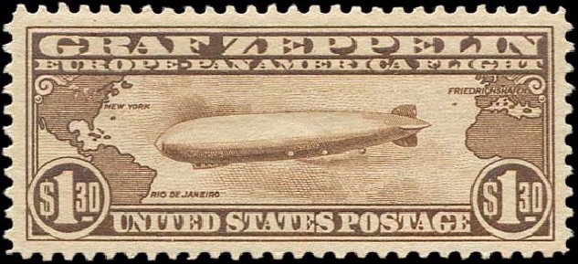 Cost of US Stamp Scott Cat. # C14 - US$1.30 1930 Air Graf Zeppelin. Regency-Superior, Jan 2015, Sale 109, Lot 1426