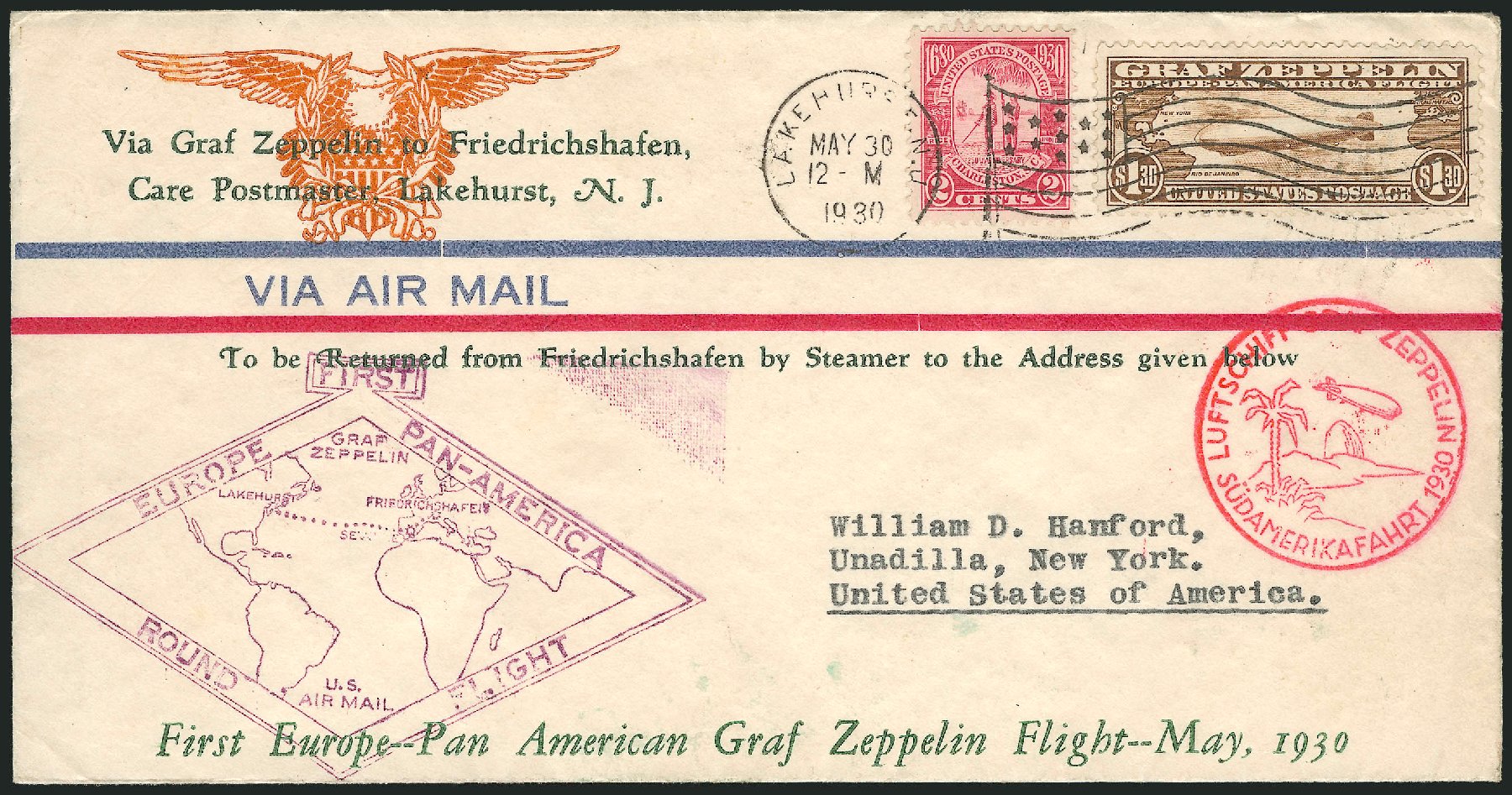 Cost of US Stamps Scott # C14: US$1.30 1930 Air Graf Zeppelin. Robert Siegel Auction Galleries, Dec 2010, Sale 1003, Lot 5086