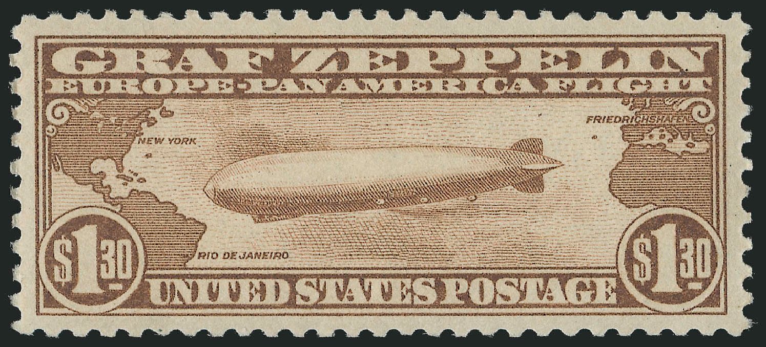 US Stamps Value Scott Cat. # C14 - US$1.30 1930 Air Graf Zeppelin. Robert Siegel Auction Galleries, Oct 2011, Sale 1014, Lot 2186