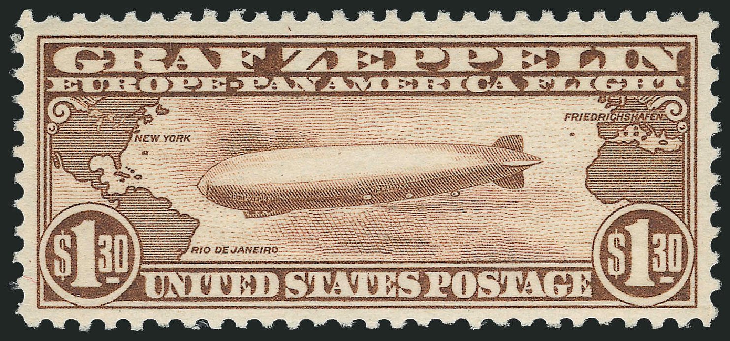 US Stamps Prices Scott Cat. # C14: 1930 US$1.30 Air Graf Zeppelin. Robert Siegel Auction Galleries, Dec 2011, Sale 1017, Lot 896