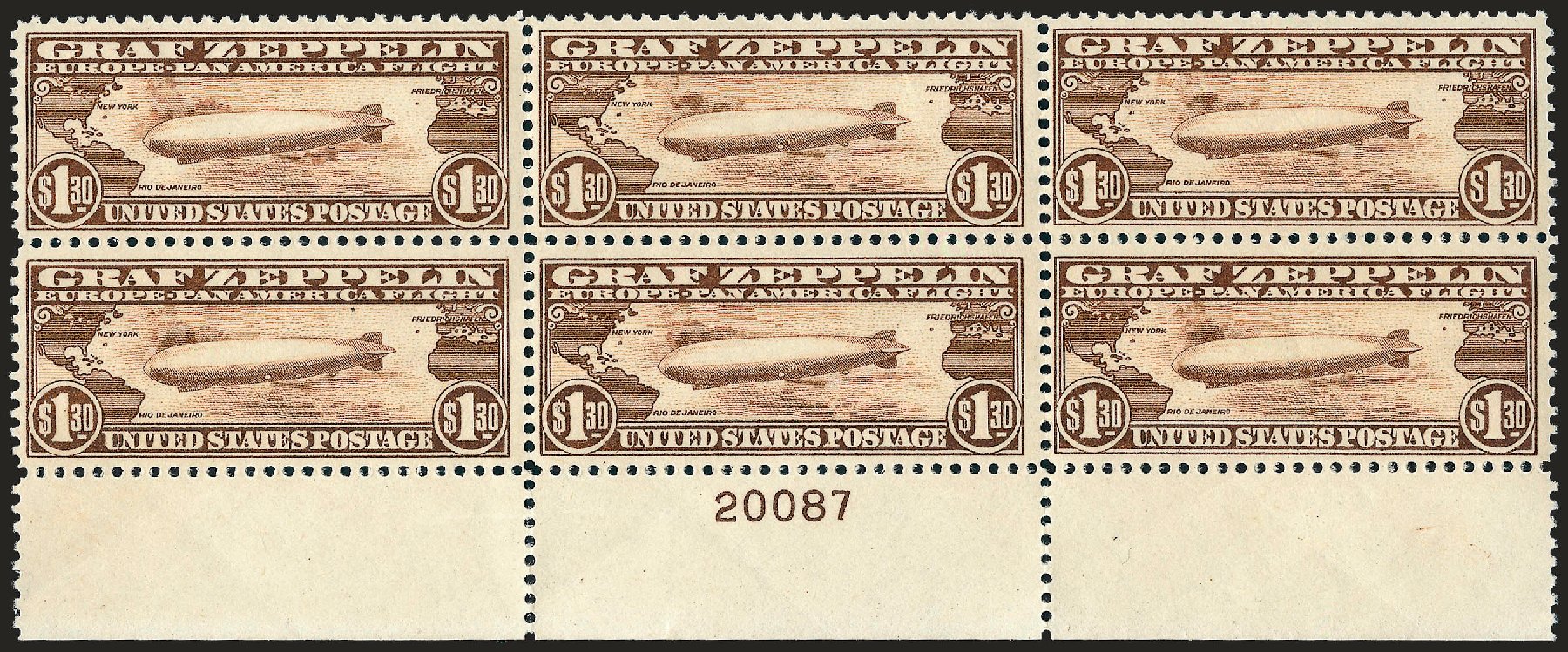 Prices of US Stamp Scott Catalog C14: US$1.30 1930 Air Graf Zeppelin. Robert Siegel Auction Galleries, Dec 2008, Sale 967, Lot 5056