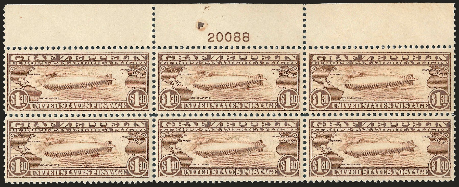 US Stamp Prices Scott Catalog # C14: 1930 US$1.30 Air Graf Zeppelin. Robert Siegel Auction Galleries, Apr 2009, Sale 971, Lot 1946
