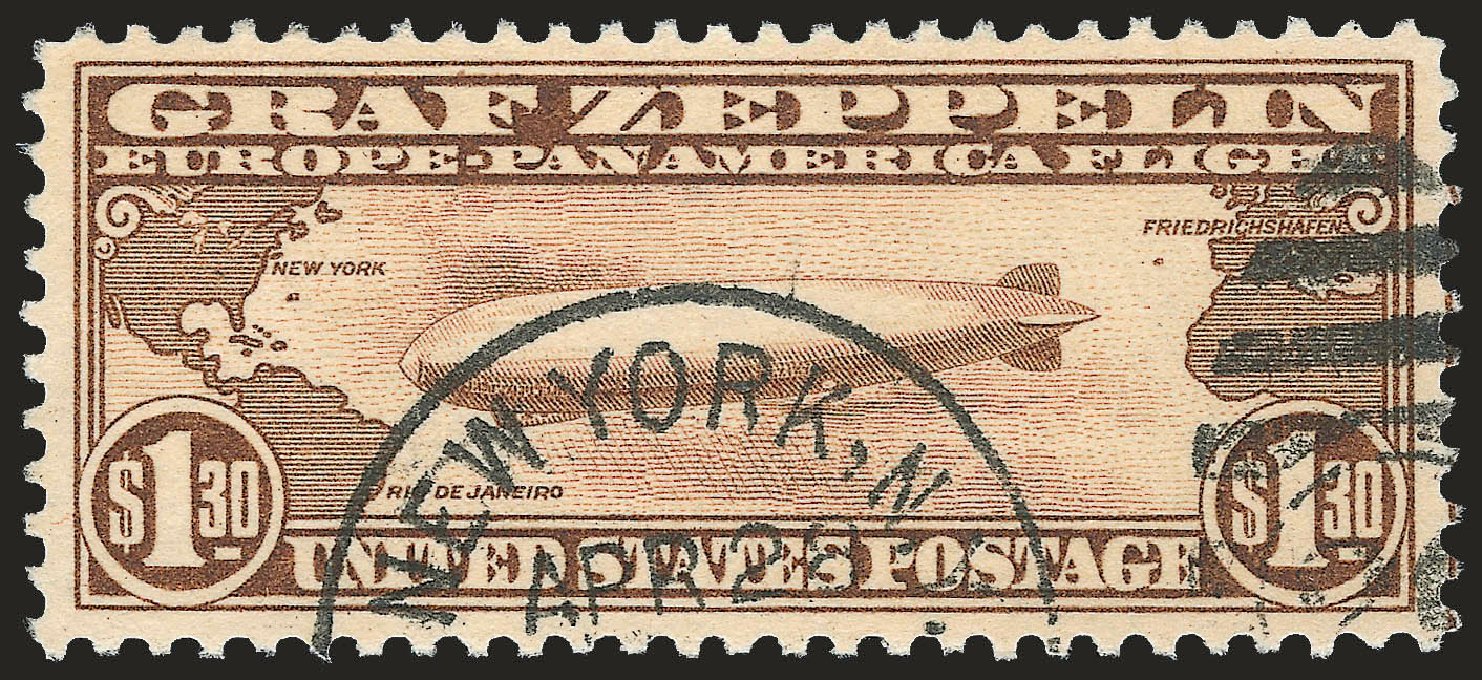 Value of US Stamp Scott Catalog # C14: 1930 US$1.30 Air Graf Zeppelin. Robert Siegel Auction Galleries, Apr 2010, Sale 984, Lot 1076