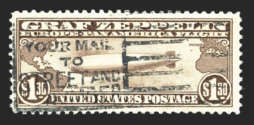 US Stamp Value Scott Catalogue #C14: US$1.30 1930 Air Graf Zeppelin. Spink Shreves Galleries, Mar 2013, Sale 142, Lot 426