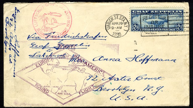 Price of US Stamps Scott #C15: US$2.60 1930 Air Graf Zeppelin. Cherrystone Auctions, Apr 2014, Sale 201404, Lot 117