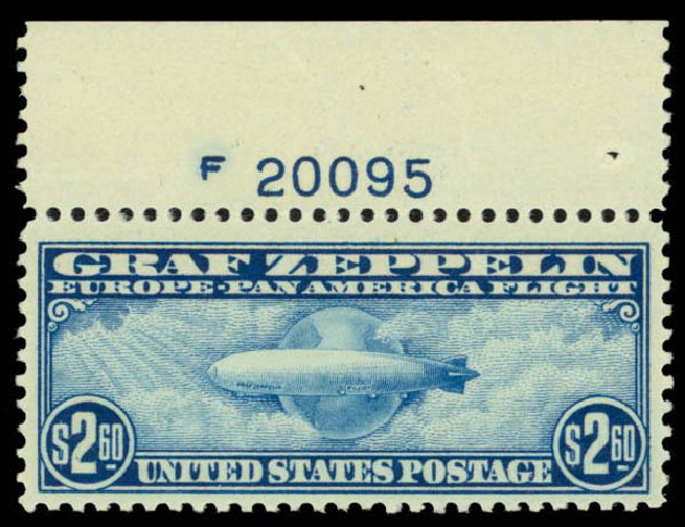 Prices of US Stamp Scott Catalog C15 - US$2.60 1930 Air Graf Zeppelin. Daniel Kelleher Auctions, Dec 2013, Sale 640, Lot 527