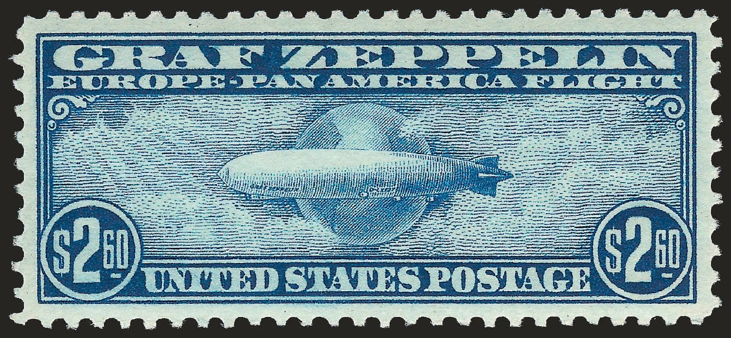Cost of US Stamps Scott Cat. C15: 1930 US$2.60 Air Graf Zeppelin. Robert Siegel Auction Galleries, Apr 2010, Sale 984, Lot 1077