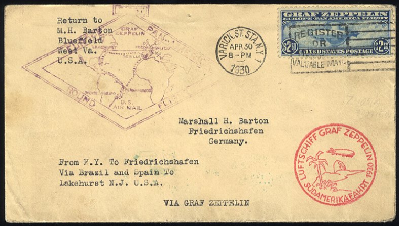 US Stamp Values Scott Catalog # C15: US$2.60 1930 Air Graf Zeppelin. Cherrystone Auctions, Jan 2014, Sale 201401, Lot 38