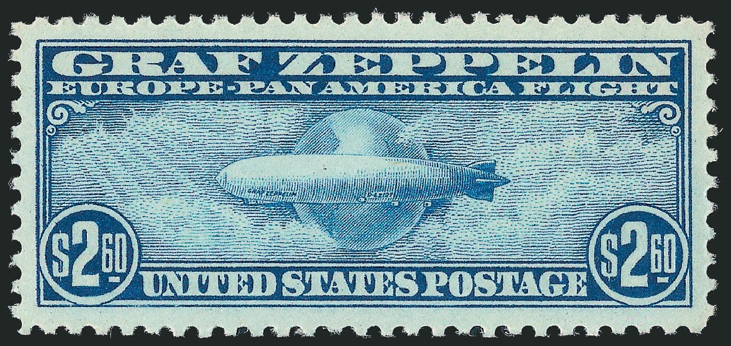 Values of US Stamp Scott Cat. # C15: 1930 US$2.60 Air Graf Zeppelin. Robert Siegel Auction Galleries, Dec 2010, Sale 1000, Lot 1268