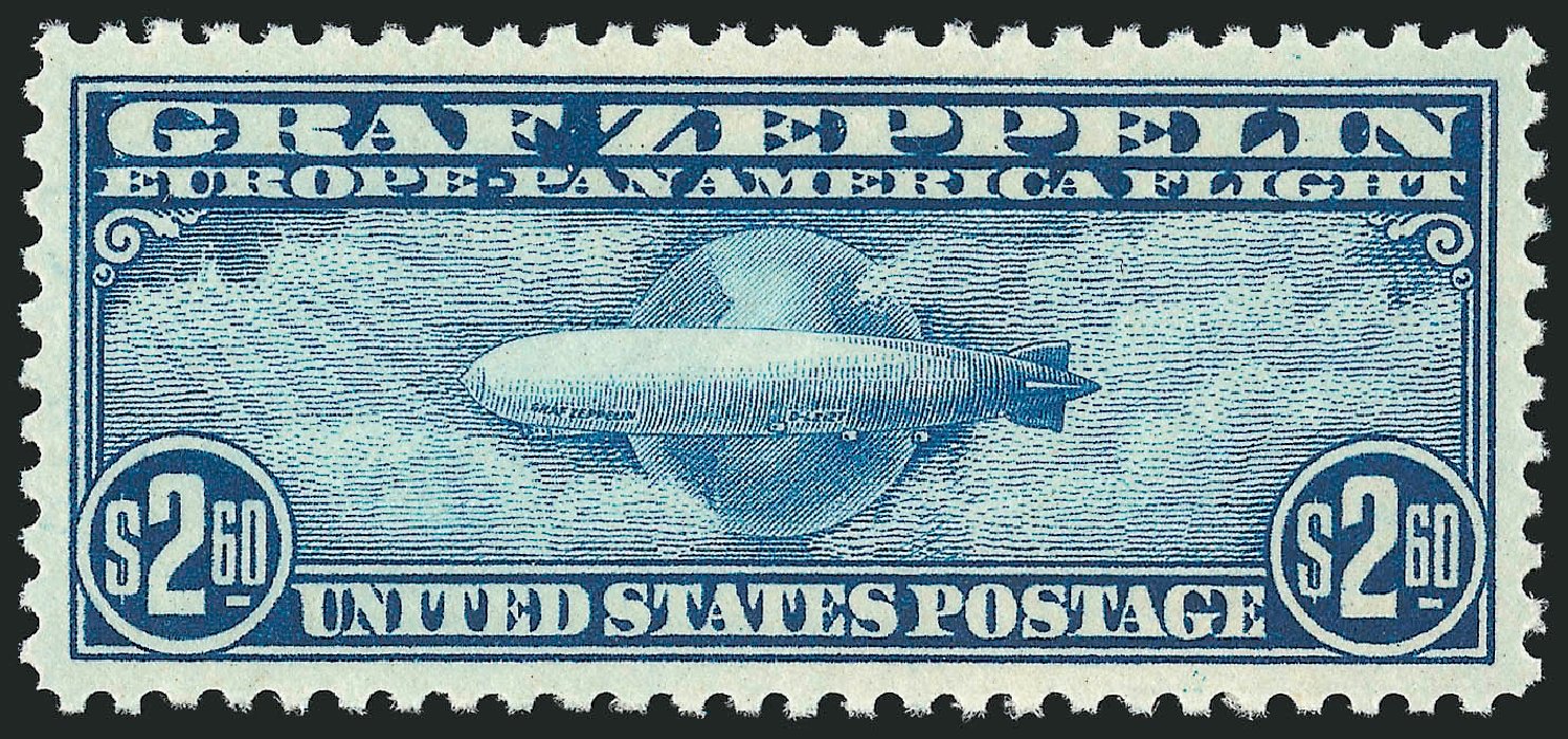 US Stamp Values Scott Catalog #C15: 1930 US$2.60 Air Graf Zeppelin. Robert Siegel Auction Galleries, Sep 2014, Sale 1078, Lot 648