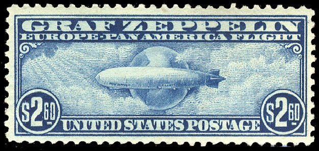 Values of US Stamps Scott Cat. C15 - 1930 US$2.60 Air Graf Zeppelin. Cherrystone Auctions, Nov 2010, Sale 201011, Lot 200