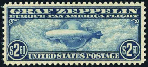 Prices of US Stamps Scott Cat. #C15 - 1930 US$2.60 Air Graf Zeppelin. Harmer-Schau Auction Galleries, Aug 2012, Sale 94, Lot 1730
