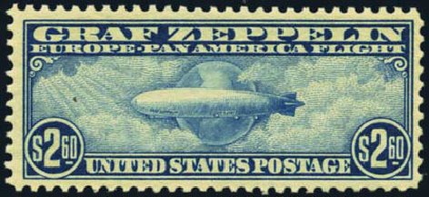 US Stamps Prices Scott Cat. #C15: 1930 US$2.60 Air Graf Zeppelin. Harmer-Schau Auction Galleries, Jan 2013, Sale 96, Lot 680