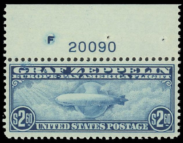 Prices of US Stamp Scott Catalog # C15: 1930 US$2.60 Air Graf Zeppelin. Daniel Kelleher Auctions, Oct 2012, Sale 632, Lot 1490