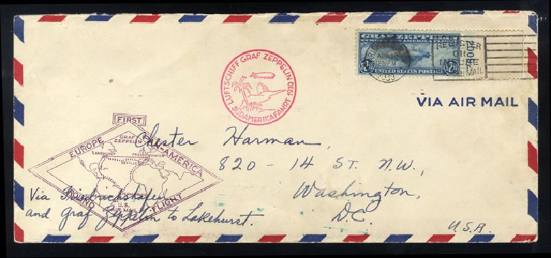 Values of US Stamps Scott Catalog # C15 - 1930 US$2.60 Air Graf Zeppelin. Cherrystone Auctions, Jul 2009, Sale 200907, Lot 171