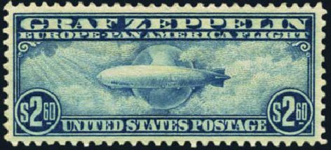 Costs of US Stamp Scott Cat. C15 - US$2.60 1930 Air Graf Zeppelin. Harmer-Schau Auction Galleries, Jan 2013, Sale 96, Lot 681