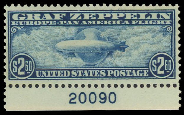 US Stamps Value Scott Cat. # C15: 1930 US$2.60 Air Graf Zeppelin. Daniel Kelleher Auctions, Aug 2012, Sale 631, Lot 1631