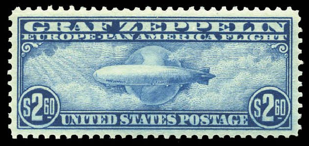 Cost of US Stamp Scott #C15: 1930 US$2.60 Air Graf Zeppelin. Matthew Bennett International, Mar 2011, Sale 337, Lot 3094