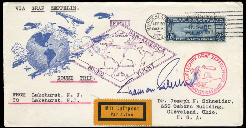 US Stamps Prices Scott Catalog # C15 - 1930 US$2.60 Air Graf Zeppelin. Cherrystone Auctions, Apr 2010, Sale 201004, Lot 305