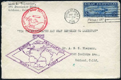 US Stamps Value Scott Cat. #C15 - 1930 US$2.60 Air Graf Zeppelin. Harmer-Schau Auction Galleries, Feb 2010, Sale 84, Lot 1775