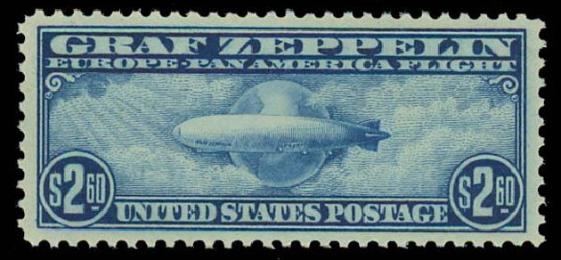 US Stamps Value Scott Cat. # C15: 1930 US$2.60 Air Graf Zeppelin. Daniel Kelleher Auctions, Oct 2011, Sale 626, Lot 565