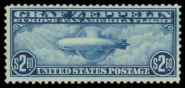 Cost of US Stamp Scott Catalog #C15: US$2.60 1930 Air Graf Zeppelin. Daniel Kelleher Auctions, Jun 2012, Sale 630, Lot 1975