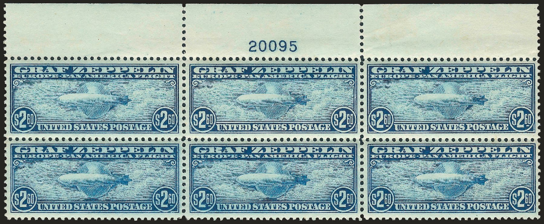 Values of US Stamp Scott Cat. # C15: 1930 US$2.60 Air Graf Zeppelin. Robert Siegel Auction Galleries, Apr 2009, Sale 971, Lot 1965