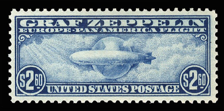 Value of US Stamps Scott Catalog #C15 - 1930 US$2.60 Air Graf Zeppelin. Cherrystone Auctions, Dec 2011, Sale 201112, Lot 22