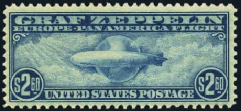Prices of US Stamps Scott Cat. #C15 - 1930 US$2.60 Air Graf Zeppelin. Harmer-Schau Auction Galleries, Aug 2012, Sale 94, Lot 1732
