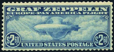 US Stamp Values Scott Catalogue #C15: 1930 US$2.60 Air Graf Zeppelin. Harmer-Schau Auction Galleries, Jan 2013, Sale 96, Lot 682