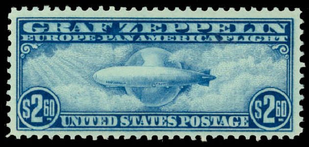 Costs of US Stamp Scott Cat. # C15: 1930 US$2.60 Air Graf Zeppelin. Daniel Kelleher Auctions, May 2014, Sale 652, Lot 842