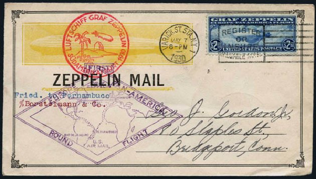 Prices of US Stamps Scott Catalog C15 - US$2.60 1930 Air Graf Zeppelin. Harmer-Schau Auction Galleries, Jan 2014, Sale 100, Lot 663