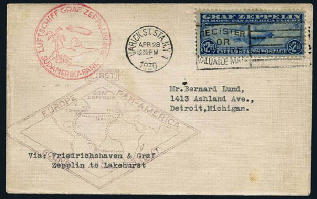 US Stamps Price Scott Catalog #C15: 1930 US$2.60 Air Graf Zeppelin. Harmer-Schau Auction Galleries, Oct 2013, Sale 99, Lot 253