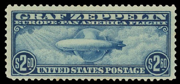 US Stamp Value Scott Cat. #C15 - 1930 US$2.60 Air Graf Zeppelin. Daniel Kelleher Auctions, Aug 2012, Sale 631, Lot 1633