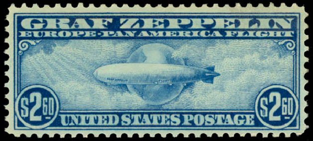 US Stamp Value Scott Catalog # C15 - 1930 US$2.60 Air Graf Zeppelin. Daniel Kelleher Auctions, May 2014, Sale 652, Lot 843