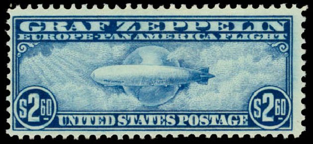 Prices of US Stamps Scott Catalogue C15 - US$2.60 1930 Air Graf Zeppelin. Daniel Kelleher Auctions, May 2015, Sale 669, Lot 3253