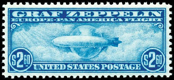 Prices of US Stamps Scott #C15 - 1930 US$2.60 Air Graf Zeppelin. Schuyler J. Rumsey Philatelic Auctions, Apr 2015, Sale 60, Lot 2483