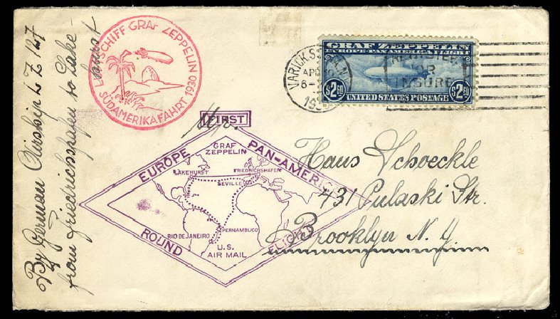 US Stamp Value Scott Cat. #C15: US$2.60 1930 Air Graf Zeppelin. Cherrystone Auctions, Apr 2014, Sale 201404, Lot 116