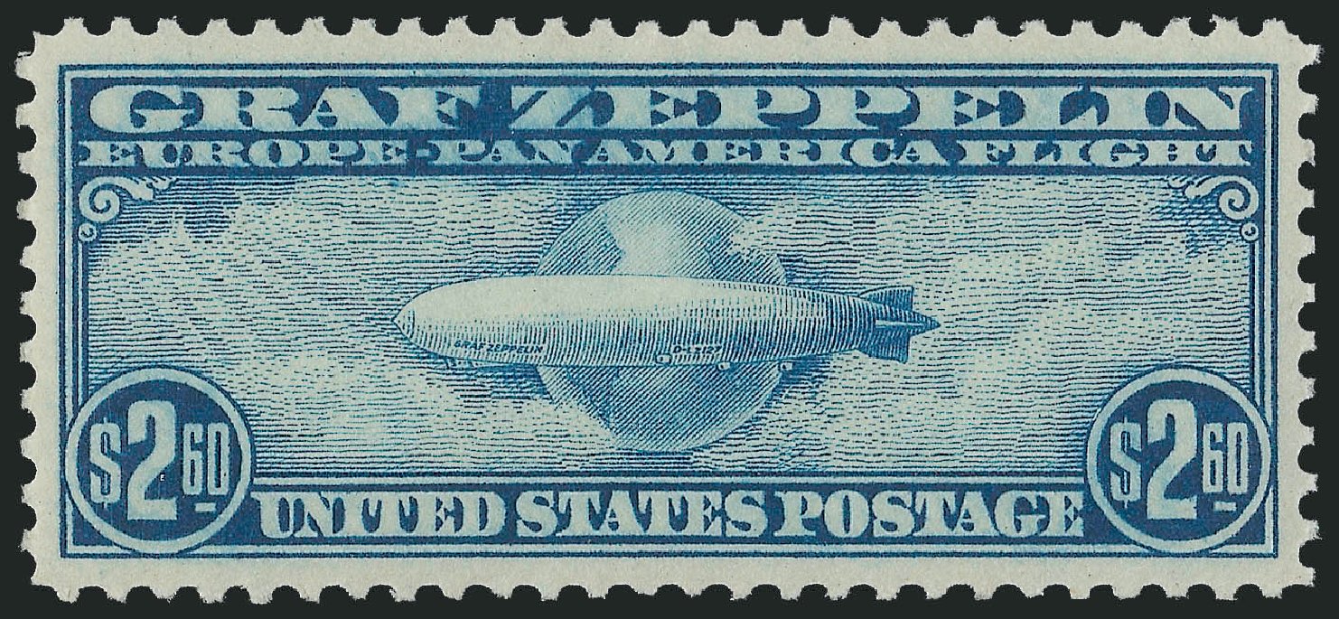 Values of US Stamps Scott Cat. # C15 - 1930 US$2.60 Air Graf Zeppelin. Robert Siegel Auction Galleries, Dec 2009, Sale 978, Lot 1116