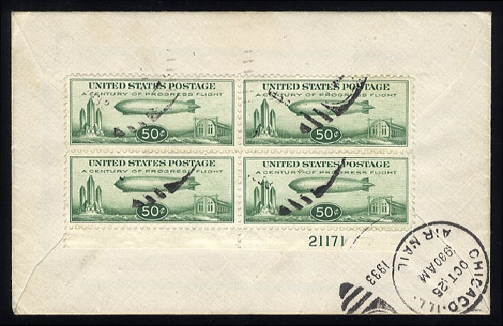 Prices of US Stamp Scott Catalogue C18: 1933 50c Air Graf Zeppelin. Cherrystone Auctions, Jun 2012, Sale 201206, Lot 167